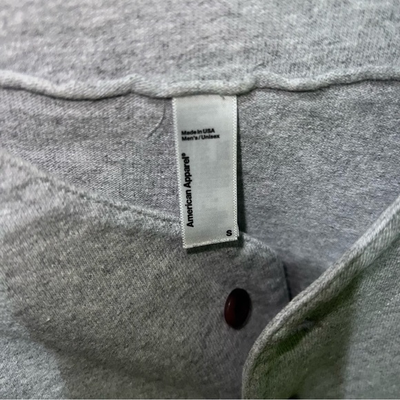 American Apparel Men Baseball Button Down Shirt Light Gray Small - Picture 2 of 2